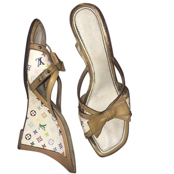 Louis Vuitton Shoes - Authentic Louis Vuitton Multicolor Wedge Mules